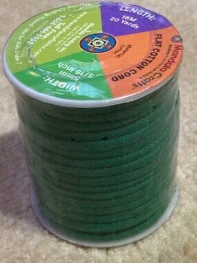Mandala Crafts 3/8" Flat Cotton Drawstring ~ 20 Yards | Green